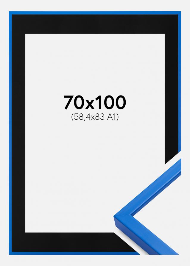 Ram med passepartou Rahmen E-Line Blau 70x100 cm - Passepartout Schwarz 59,4x84 cm