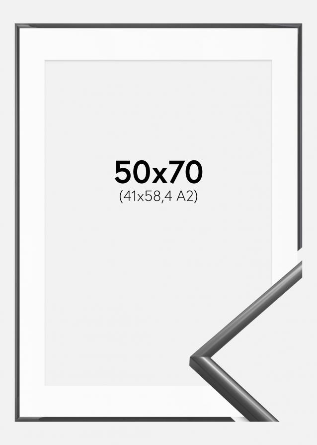 Ram med passepartou Rahmen New Lifestyle Dunkelgrau 50x70 cm - Passepartout Weiß 42x59,4 cm