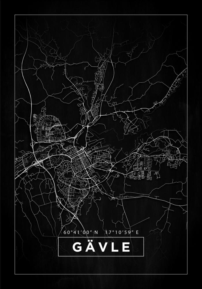 Bildverkstad Map - Gävle - Black Poster