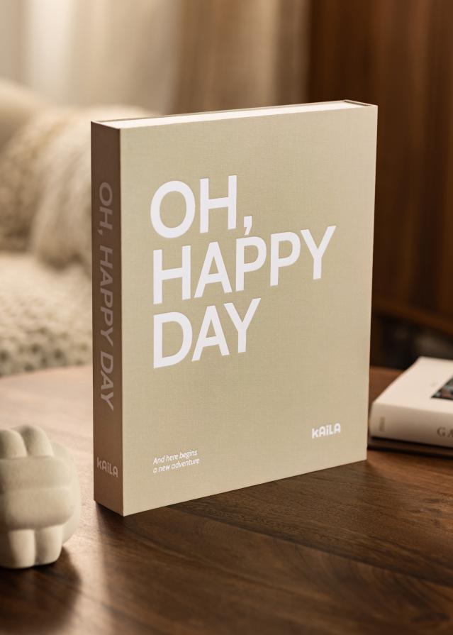 KAILA KAILA OH HAPPY DAY Grey - Coffee Table Photo Album (60 Schwarze Seiten)