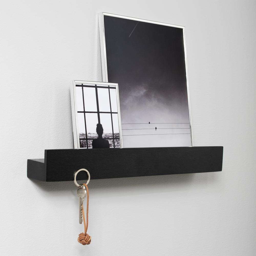 By Wirth Magnet Shelf Black Painted Oak 60 cm