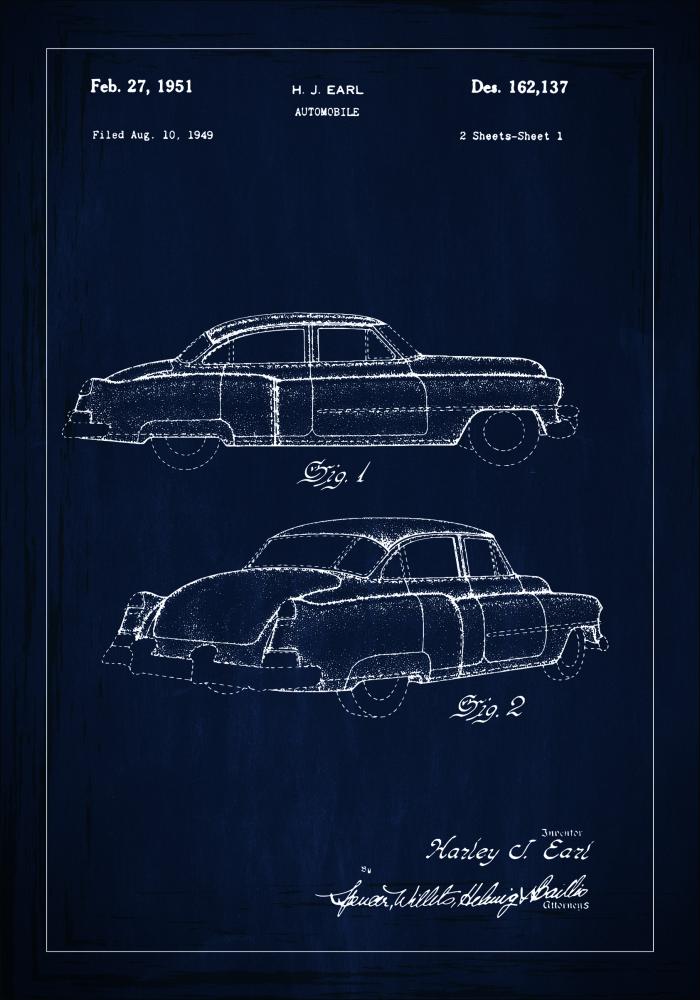 Bildverkstad Patentzeichnung - Cadillac I - Blau Poster