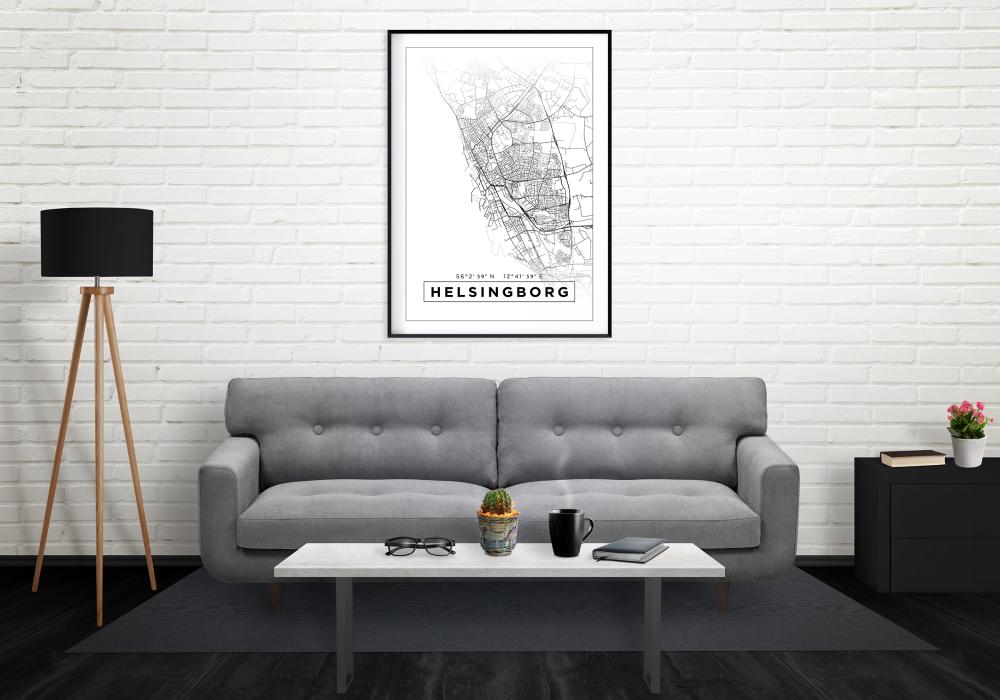 Bildverkstad Map - Helsingborg - White Poster