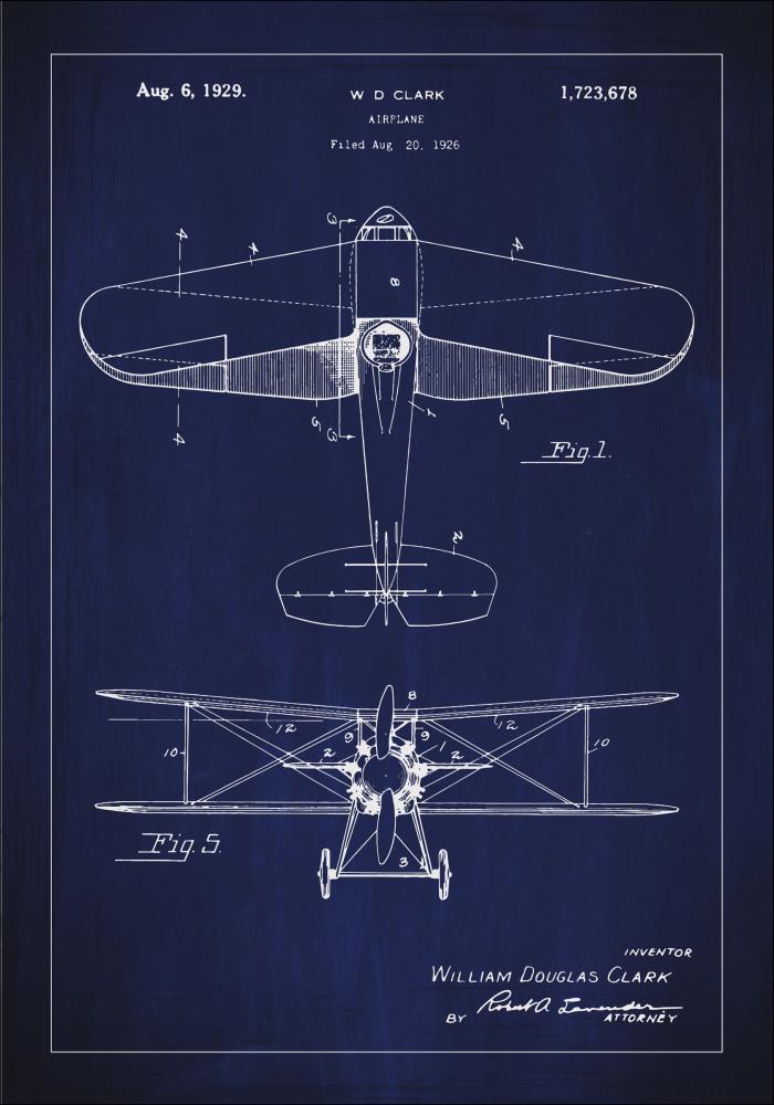 Bildverkstad Patentzeichnung - Flugzeug - Blau Poster