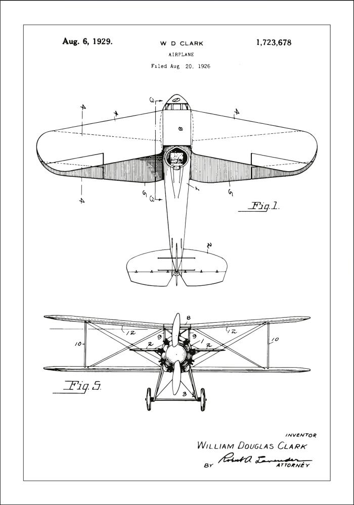 Bildverkstad Patentzeichnung - Flugzeug - Weiß Poster