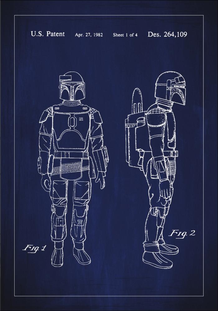 Bildverkstad Patentzeichnung - Star Wars - Boba Fett - Blau Poster