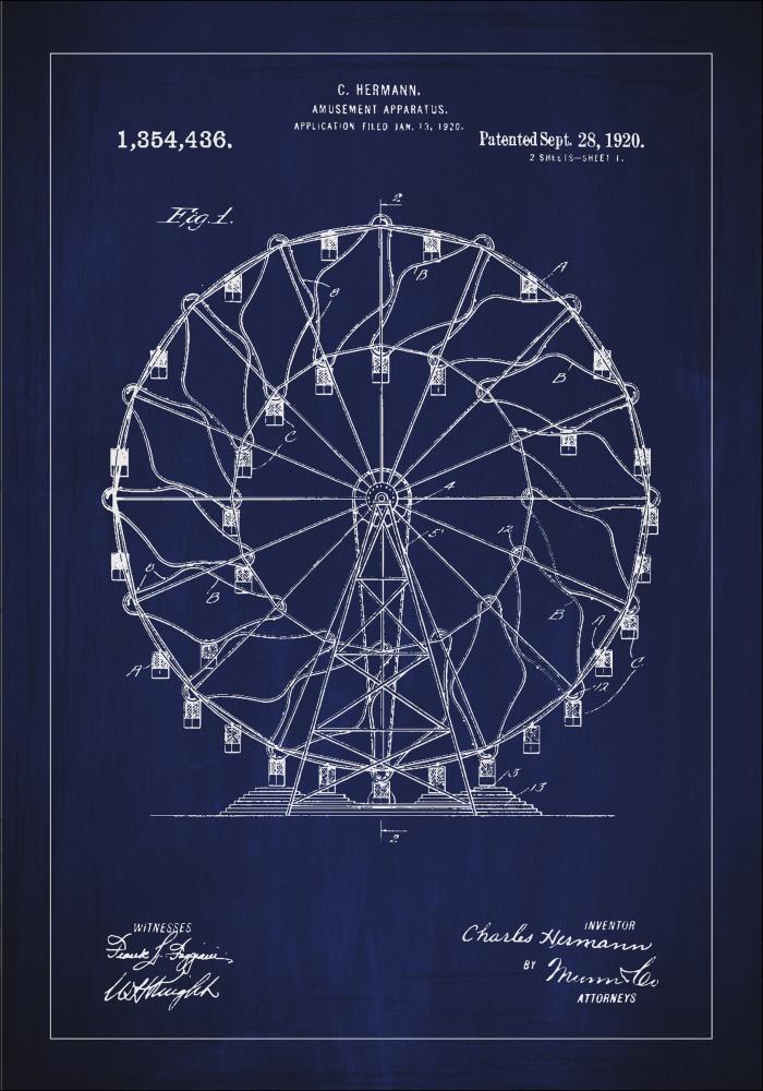 Bildverkstad Patentzeichnung - Riesenrad - Blau Poster