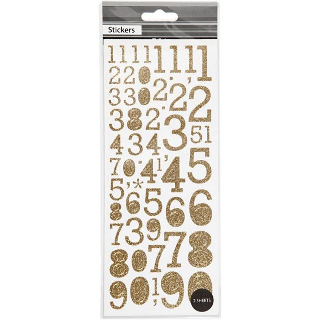 Focus Focus Glitter Sticker Gold Numbers