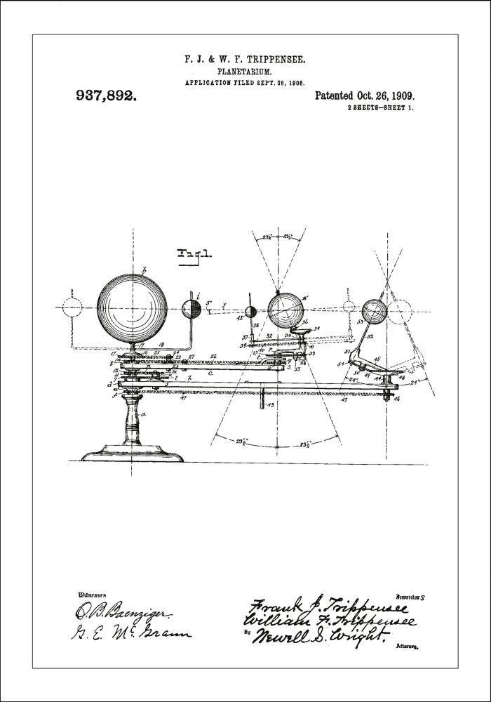 Bildverkstad Patentzeichnung - Planetarium - Weiß Poster