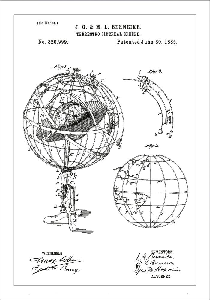 Bildverkstad Patentzeichnung - Astronomisches Modell - Weiß Poster