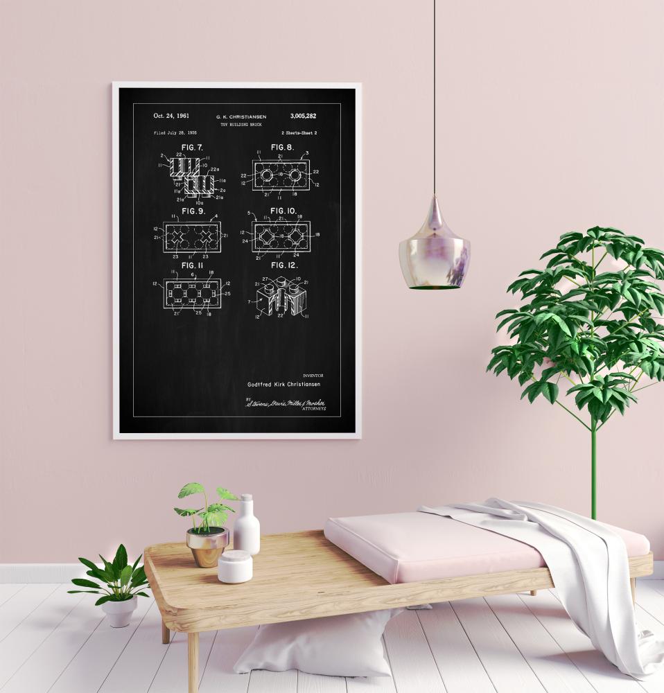 Bildverkstad Patent Print - Lego Block II - Black Poster