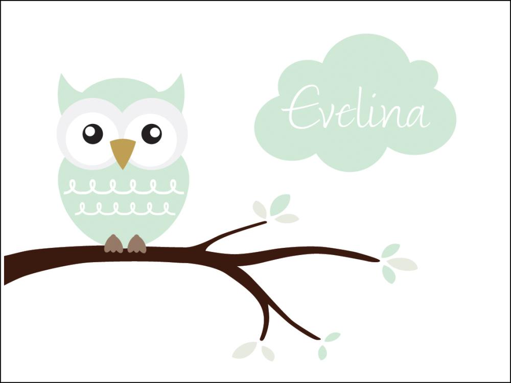 Personlig poster Owl Name Poster Light Green