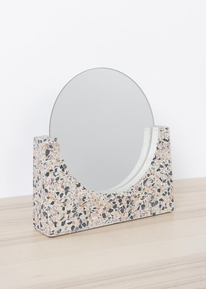 Hübsch Tischspiegel Terrazzo Weiß 17 cm Ø