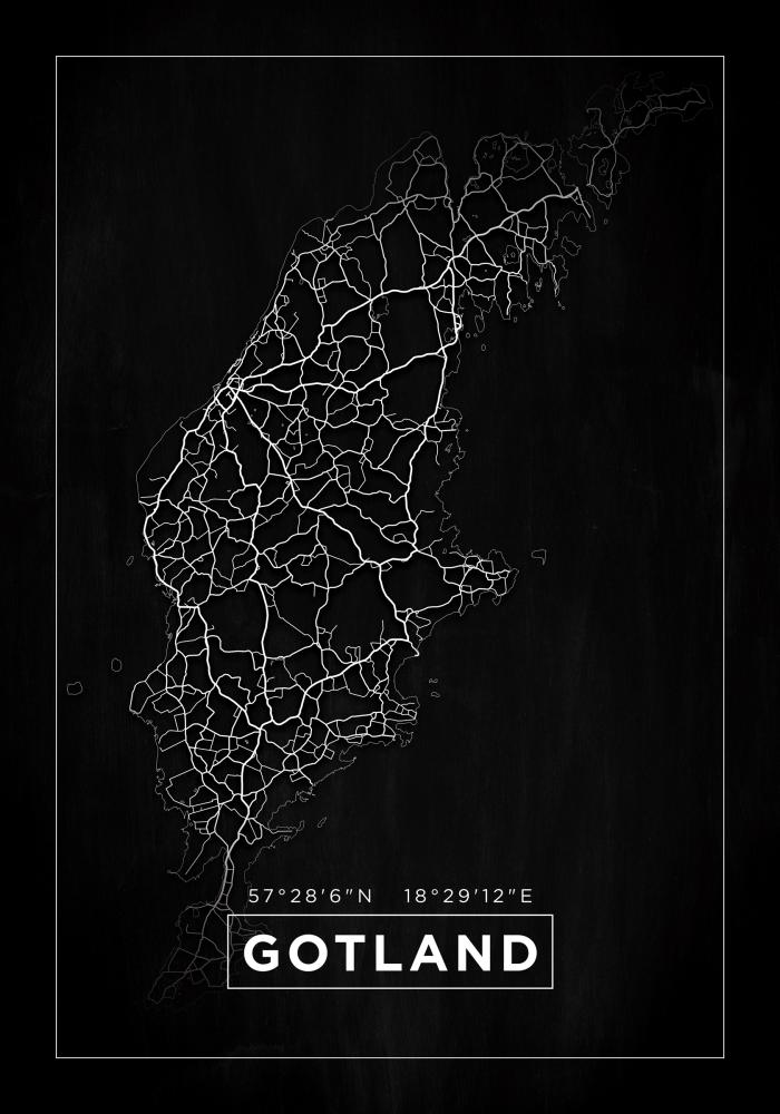 Bildverkstad Map - Gotland - Black Poster