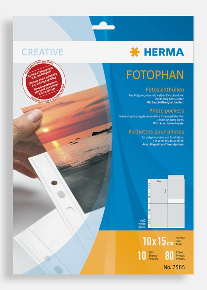  Herma Fototaschen 10x15 cm vertikal - 10er-Pack Weiß