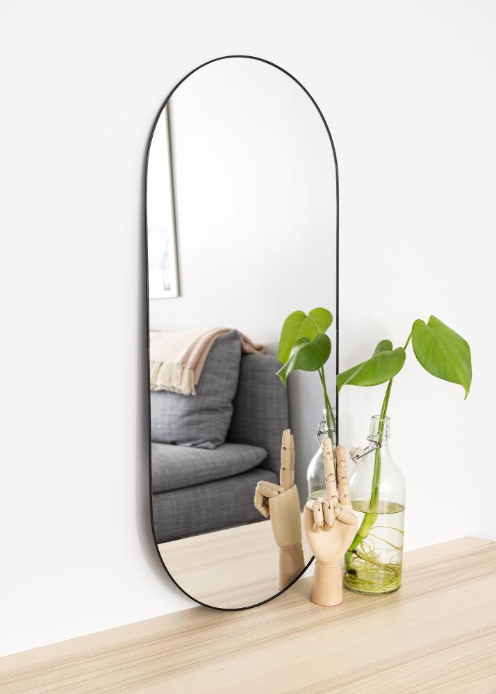 KAILA Oval Mirror Jersey - Thin Black 35x80 cm