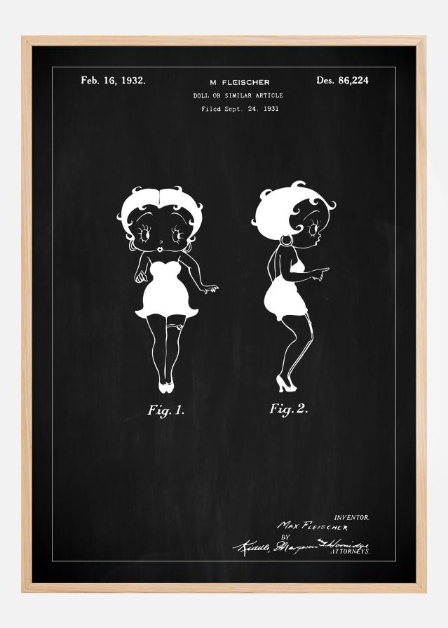 Bildverkstad Patentzeichnung - Betty Boop - Schwarz Poster