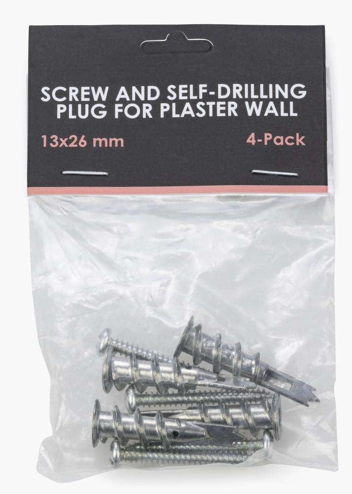  Schraube und selbstbohrender Dübel für Gipswand - 4er-Pack (13x26 mm)