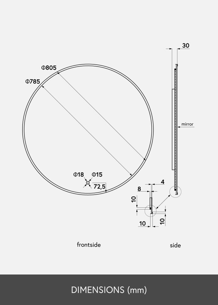 KAILA KAILA Spiegel Circle LED Schwarz 80 cm Ø