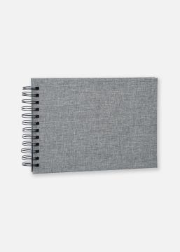 Focus Base Line Canvas Wire-O Grau 23x17 cm (80 schwarze Seiten / 40 Blatt)