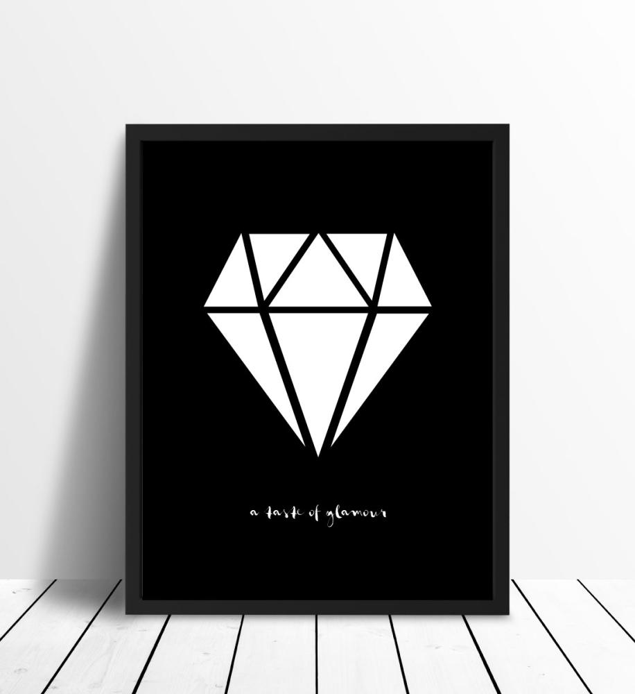 Malimi Posters Diamant - Schwarz mit weißem Druck Poster