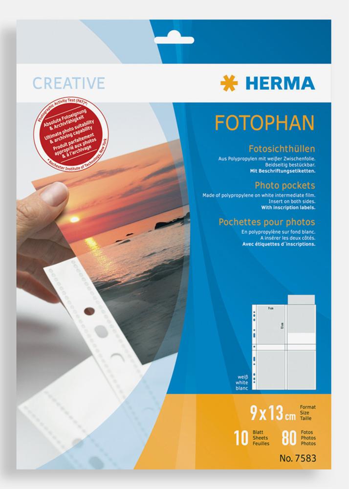  Herma Fototaschen 9x13 cm vertikal - 10er-Pack Weiß