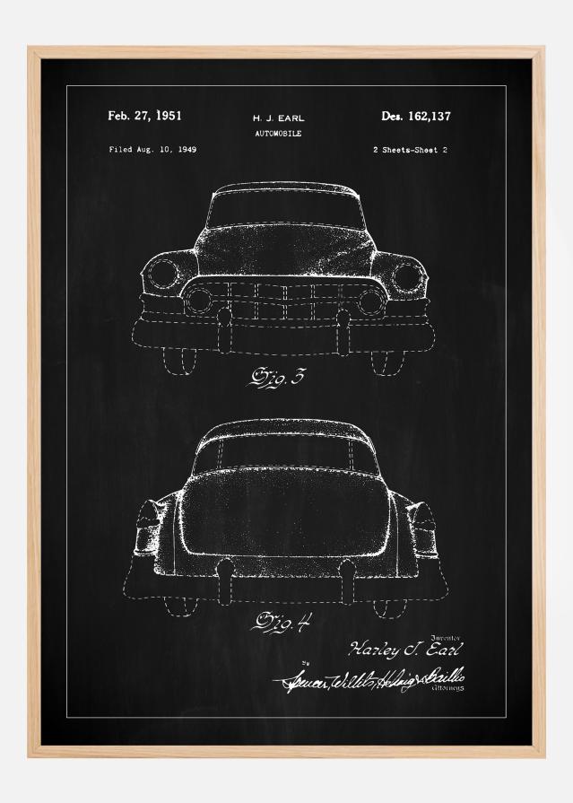 Bildverkstad Patentzeichnung - Cadillac II - Schwarz Poster