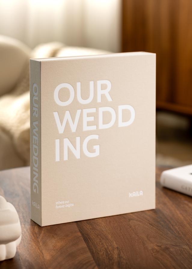 BGA KAILA OUR WEDDING Creme - Coffee Table Photo Album (60 Schwarze Seiten)