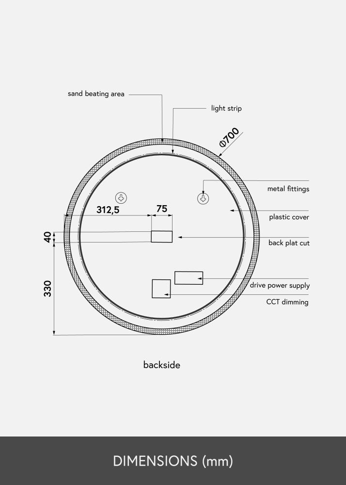 KAILA KAILA Spiegel Frost LED 70 cm Ø