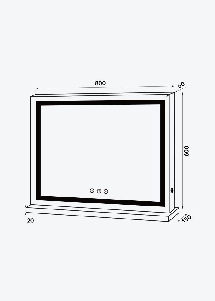 KAILA KAILA Kosmetikspiegel Base Horisontal LED Weiß 80x60 cm