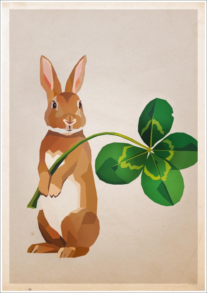 Bildverkstad Rabbit with clover Poster