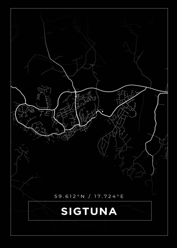 Bildverkstad Map - Sigtuna - Black Poster