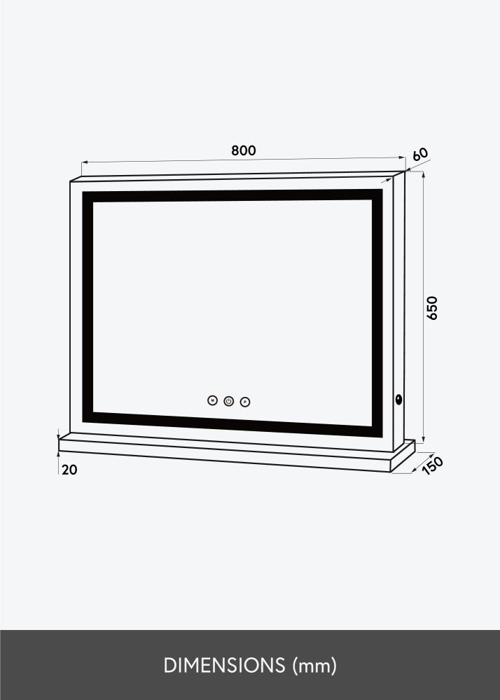 KAILA KAILA Kosmetikspiegel Vanity LED Schwarz 80x65 cm