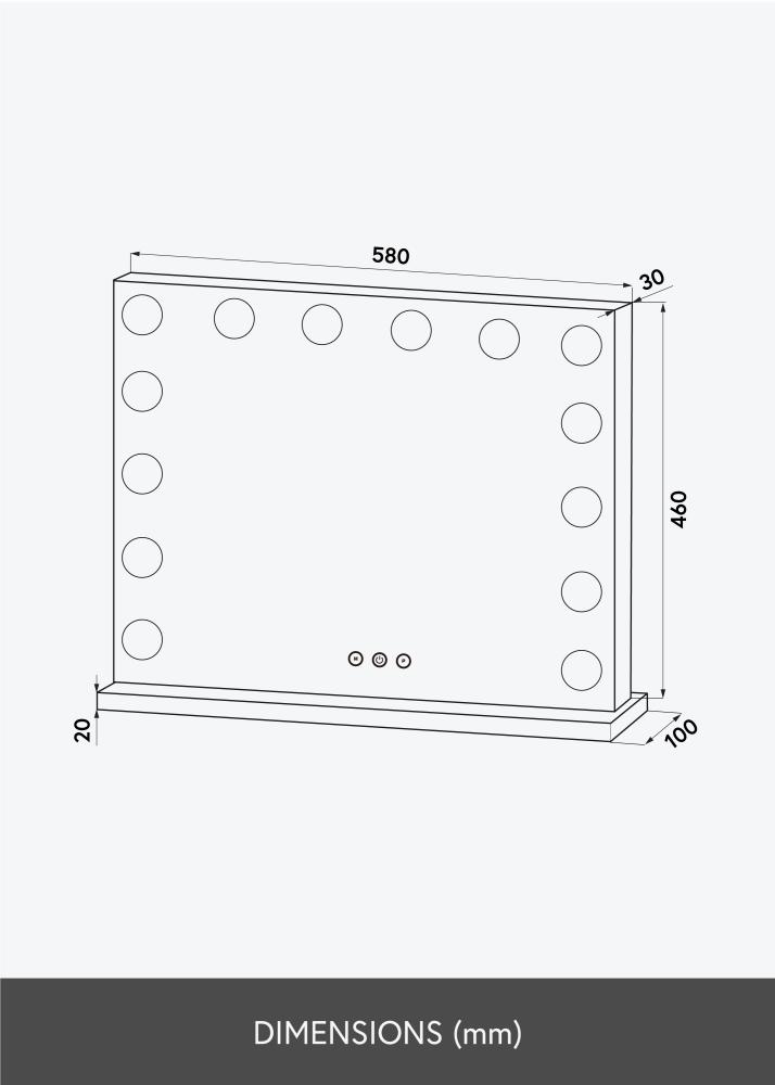 KAILA KAILA Kosmetikspiegel Base LED 14 Silber 56x46 cm