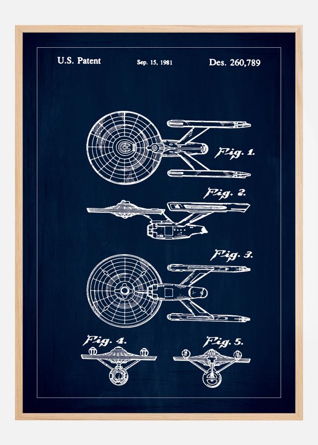 Bildverkstad Patentzeichnung - Star Trek - USS Enterprise - Blau Poster