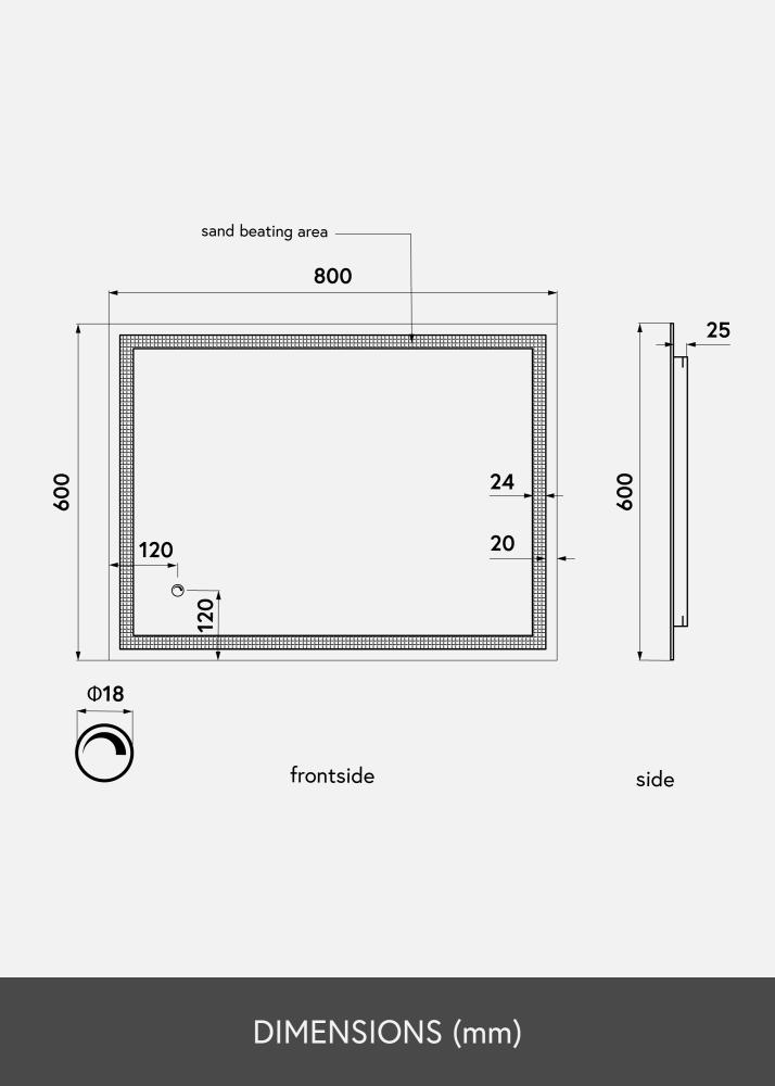 KAILA KAILA Speil Rectangle LED 60x80 cm