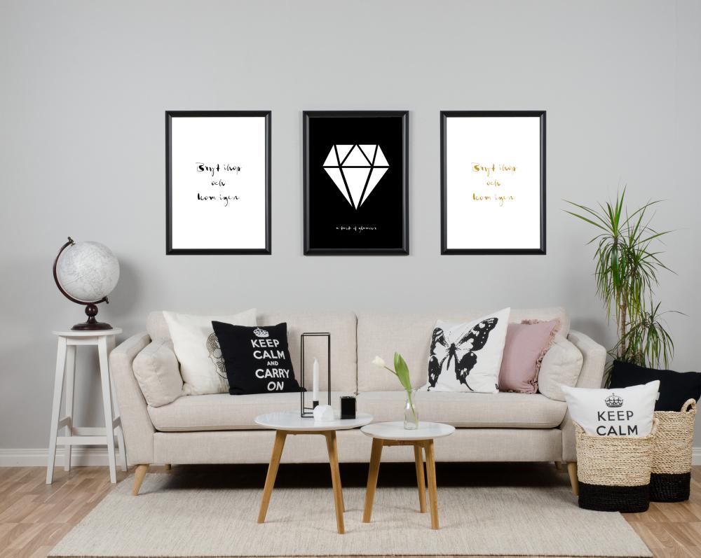 Malimi Posters Diamant - Schwarz mit weißem Druck Poster