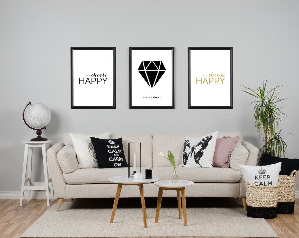 Bildverkstad Choose happy - Black Poster