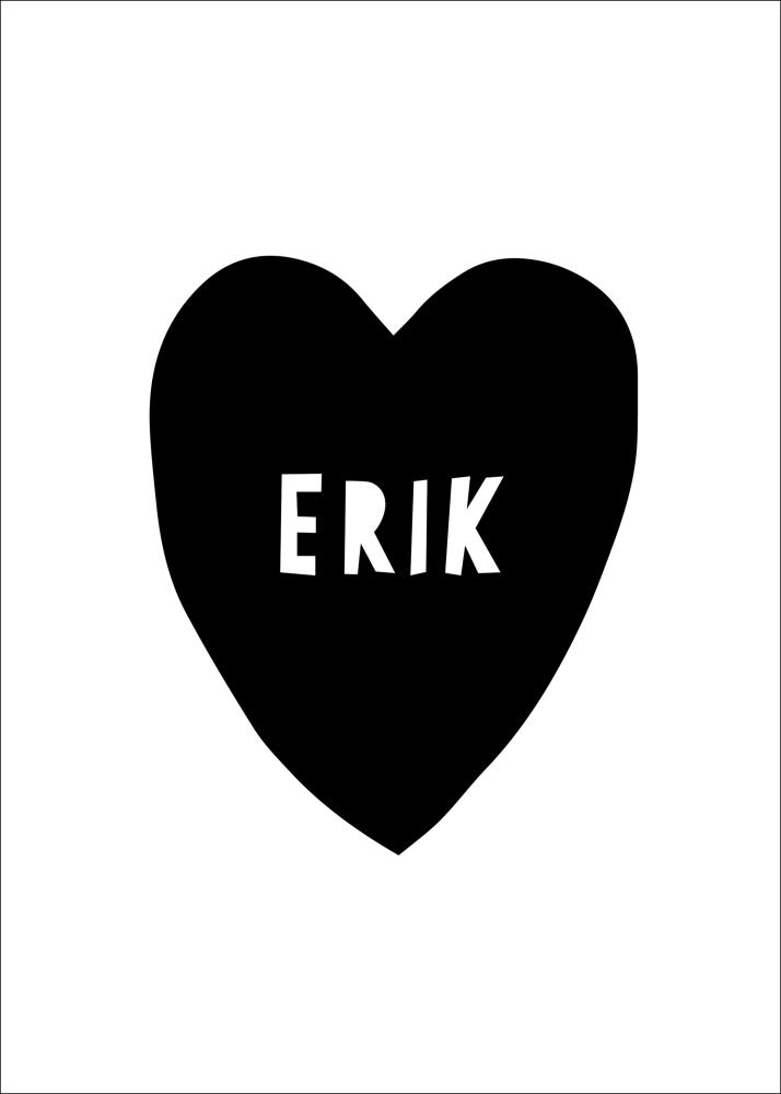 Personlig poster Heart Name - Black