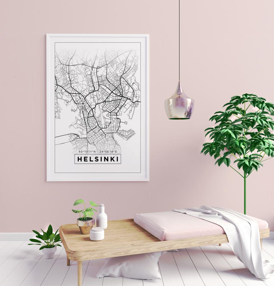 Bildverkstad Map - Helsinki - White Poster