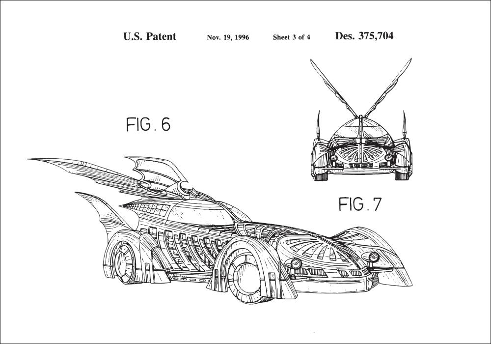 Bildverkstad Patentzeichnung - Batman - Batmobile 1996 III Poster