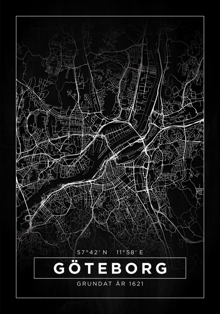 Bildverkstad Map - Göteborg - Black Poster