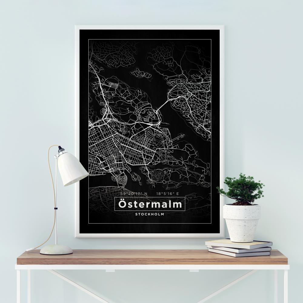 Bildverkstad Map - Östermalm - Black Poster