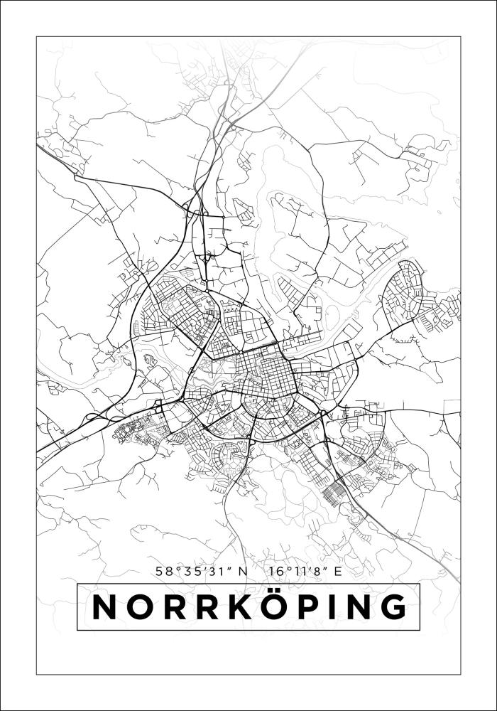 Bildverkstad Map - Norrköping - White Poster