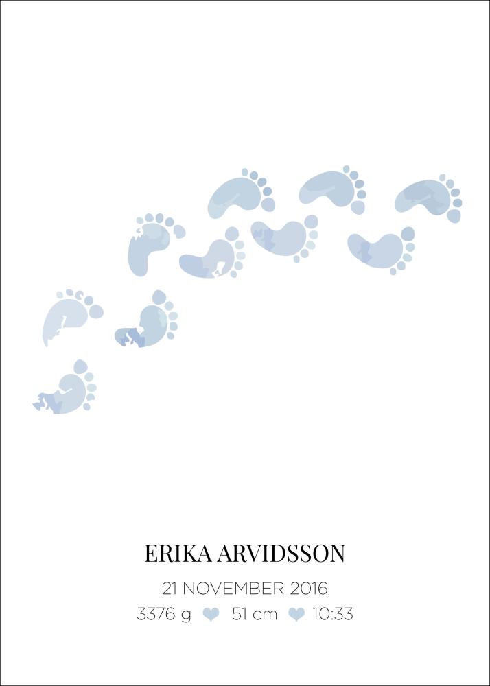 Personlig poster Baby Footprint - Blue