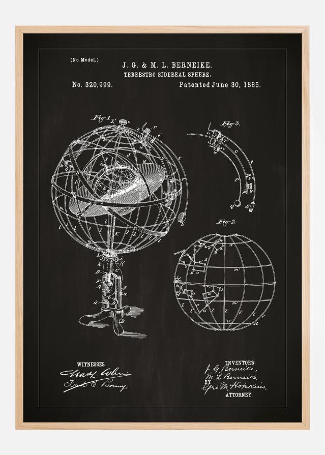 Bildverkstad Patentzeichnung - Astronomisches Modell - Schwarz Poster