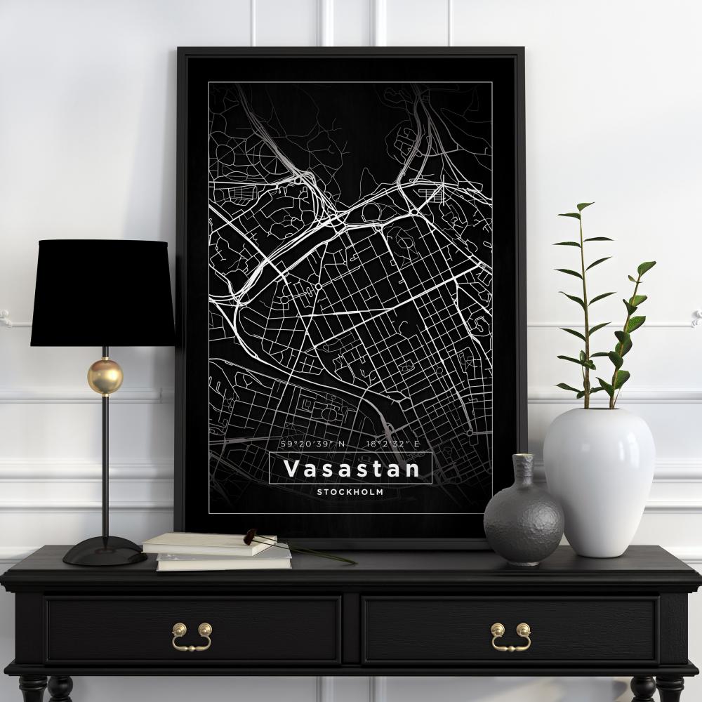 Bildverkstad Map - Vasastan - Black Poster