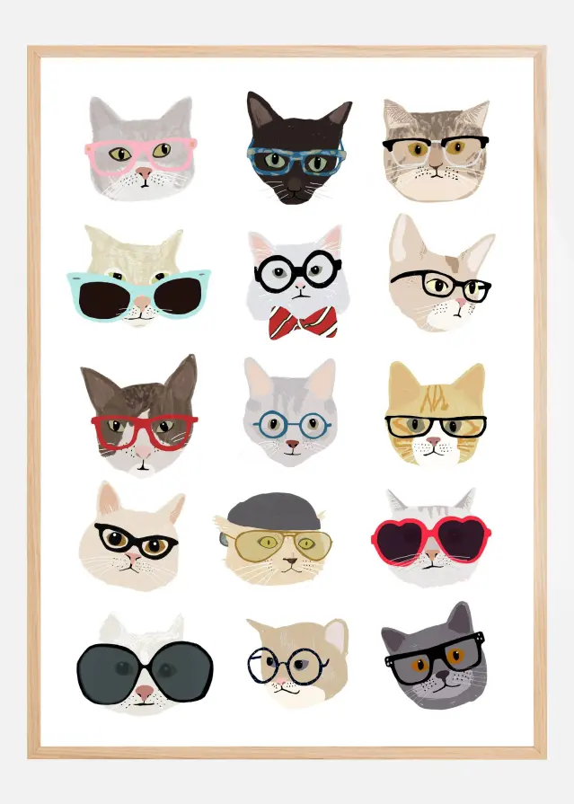 Bildverkstad Cats With Glasses Poster